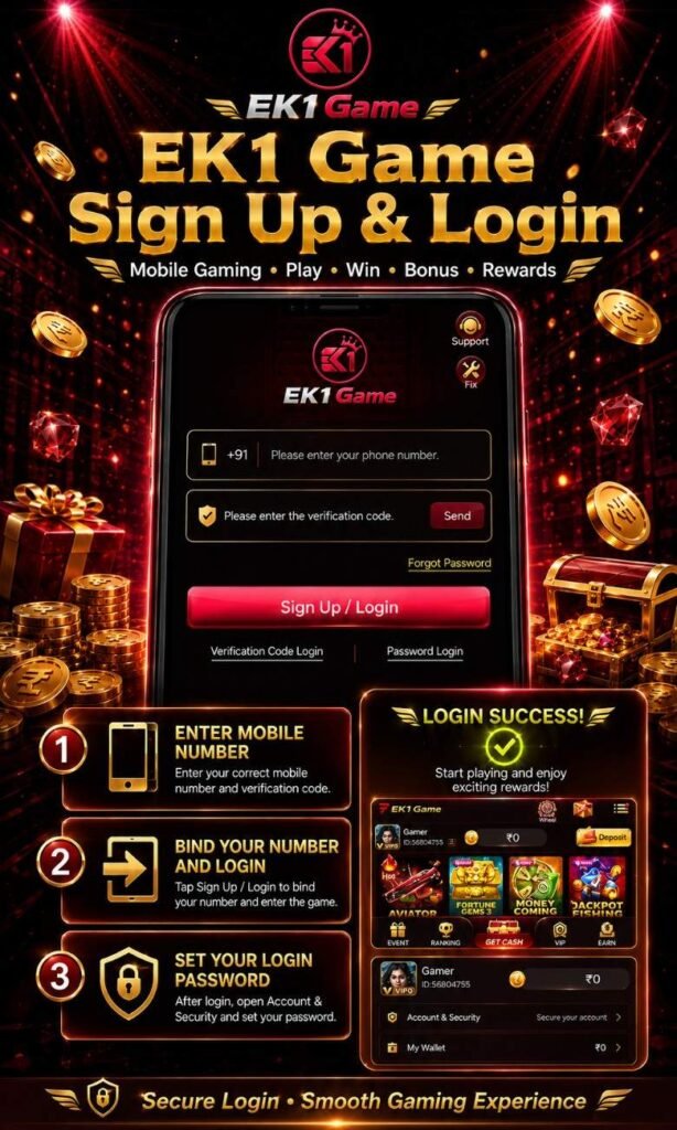 EK1 Game login with mobile verification secure account access and gaming features